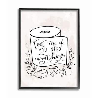Stupell Bathroom Humor Text Me if You Need...Framed Wall Art - Black