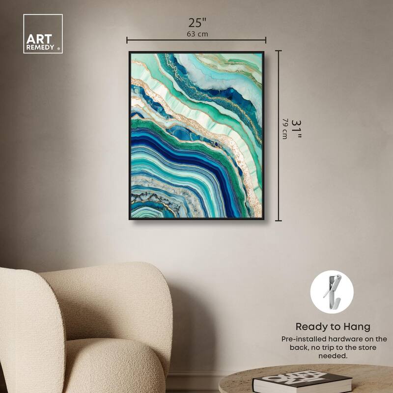 Blue Green Abstract Agate II Canvas by Art Remedy