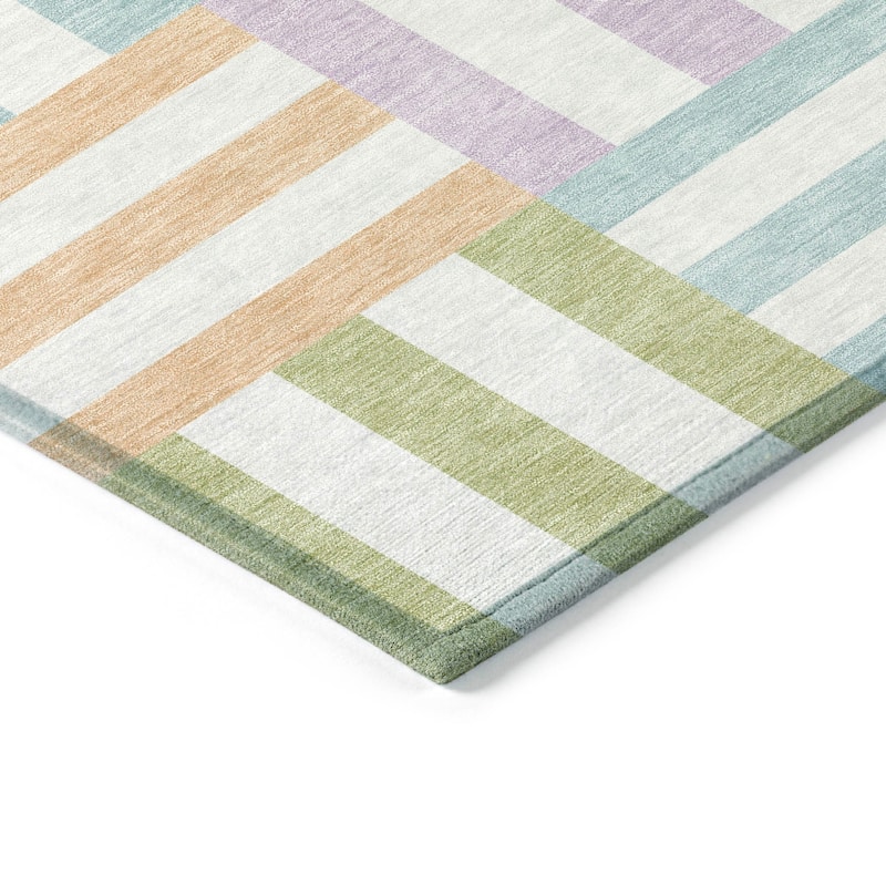 Machine Washable Indoor/ Outdoor Modern Hatch Chantille Rug