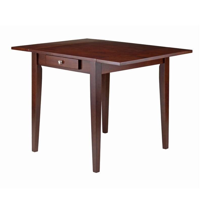 41.5" Walnut Brown Contemporary Double Drop Leaf Dining Table