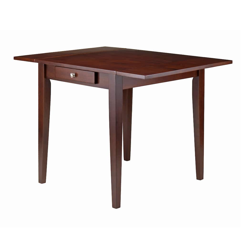 41.5" Walnut Brown Contemporary Double Drop Leaf Dining Table