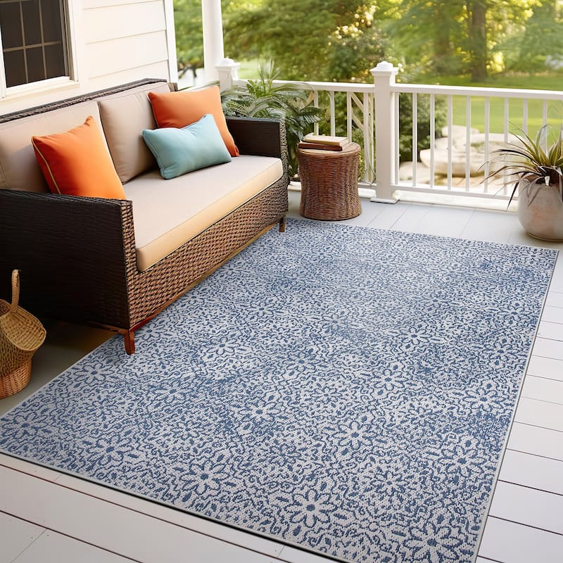 World Rug Gallery Contemporary Flowers Indoor/Outdoor Area Rug