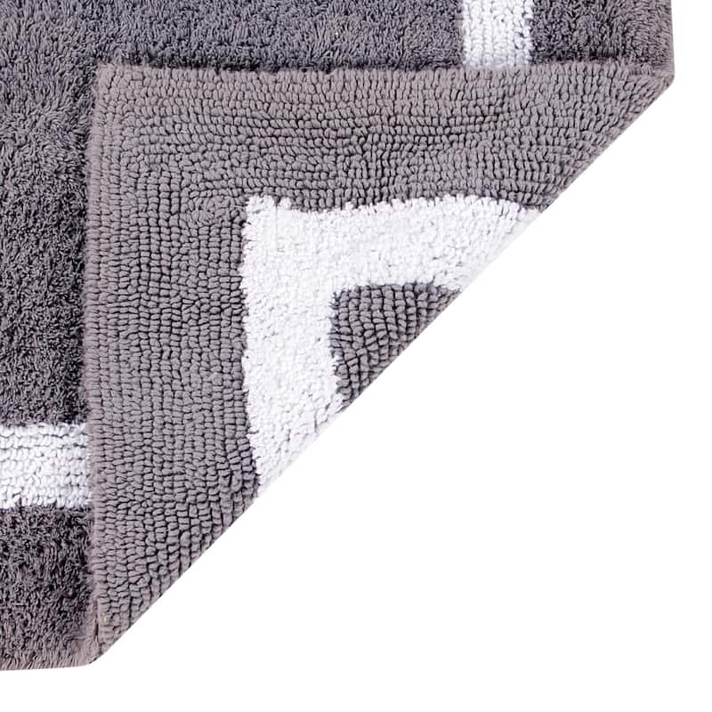 Better Trends Hotel Collection in Race Track 100% Cotton Super Absorbent Reversible Double Sided Machine Washable Bath Mat Rug