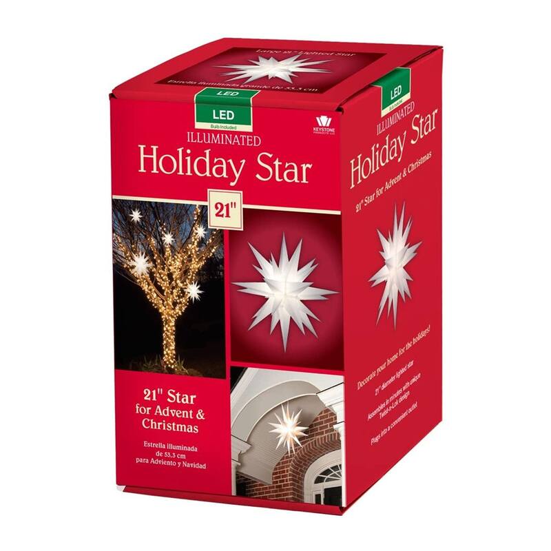 Keystone Holiday Outdoor 21" Prelit Christmas Holiday Star, White - 3.75