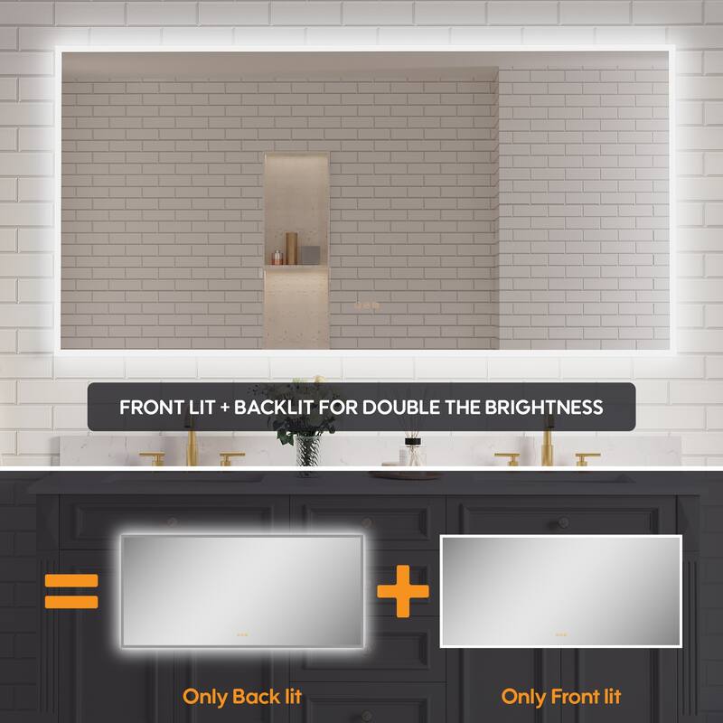 Modern Wall Mounted LED Bathroom Frontlit/Backlit Mirror With PMMA Diffuser