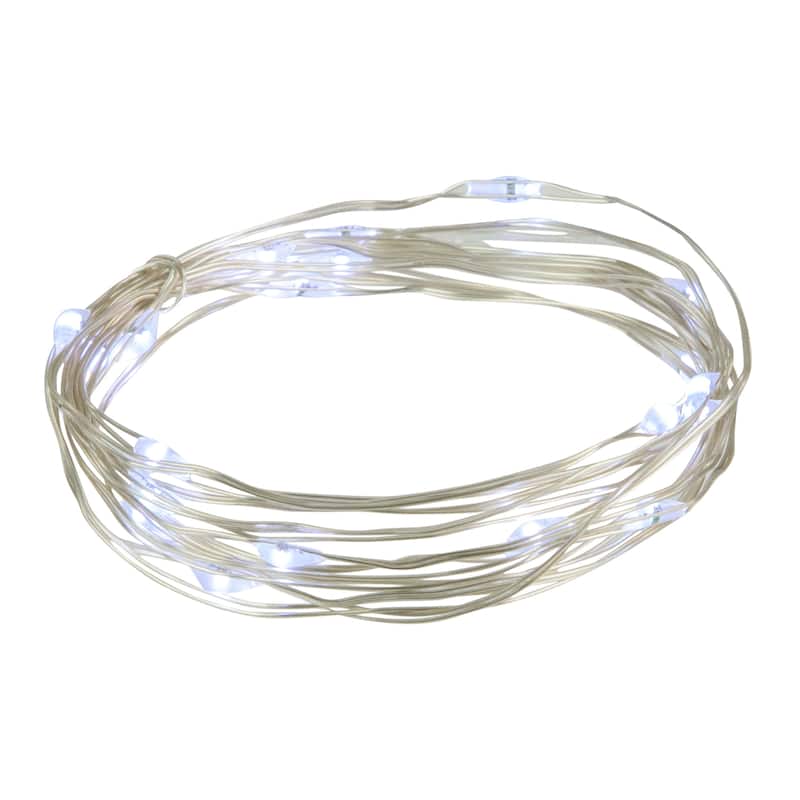 20 B/O Pure White LED Micro Fairy Lights - 6ft, Copper Wire