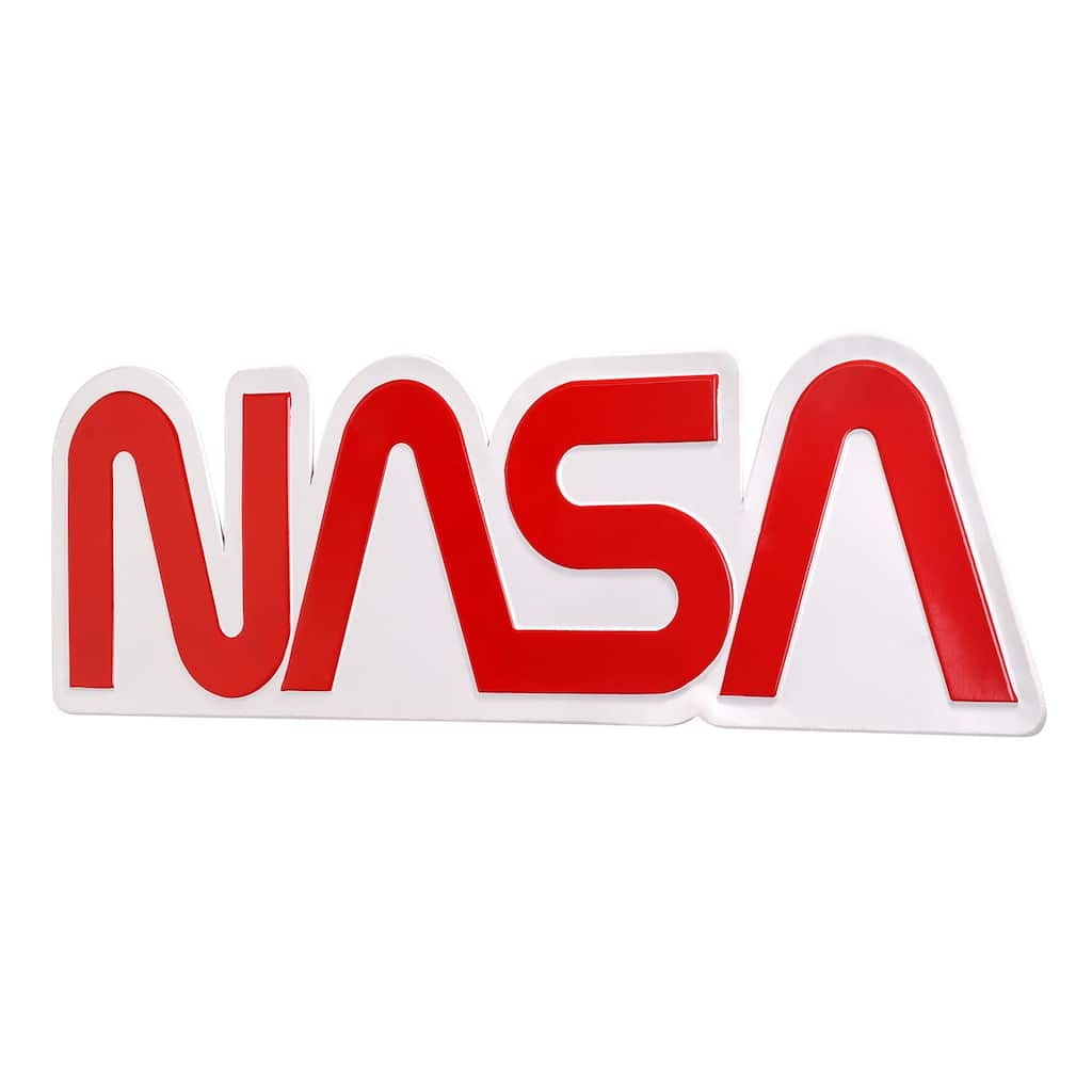 NASA Logo Embossed Shaped Metal Wall Sign - 28.5" x 8.75"
