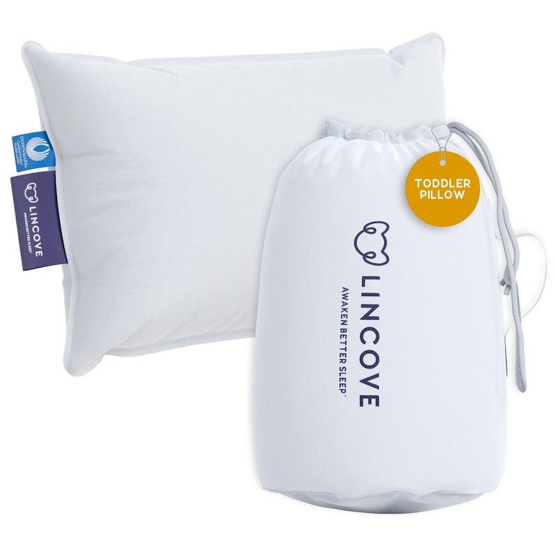 Lincove Canadian Down Toddler Pillow - 800 Fill Power, 100% Cotton Shell - 13 x 18 - Medium-Firm - Specialty - Single - Mid Loft