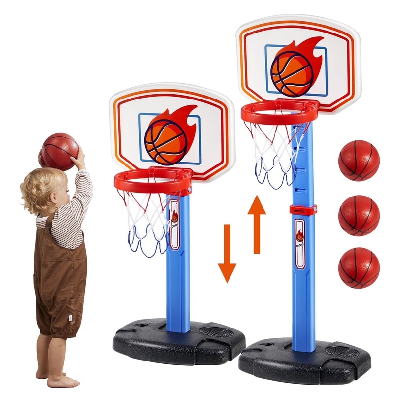 Toddler Basketball Hoop Adjustable Basketball Goal with 4 Balls - Multicolor