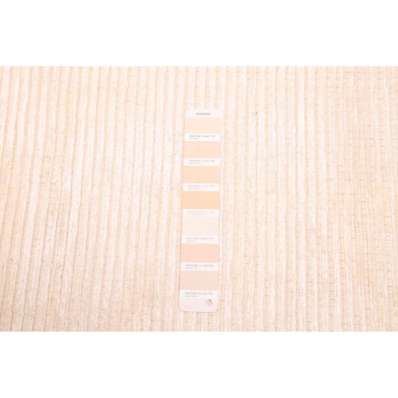 ECARPETGALLERY Hand-knotted Loreto Cream Viscose Rug - 8'0 x 10'1