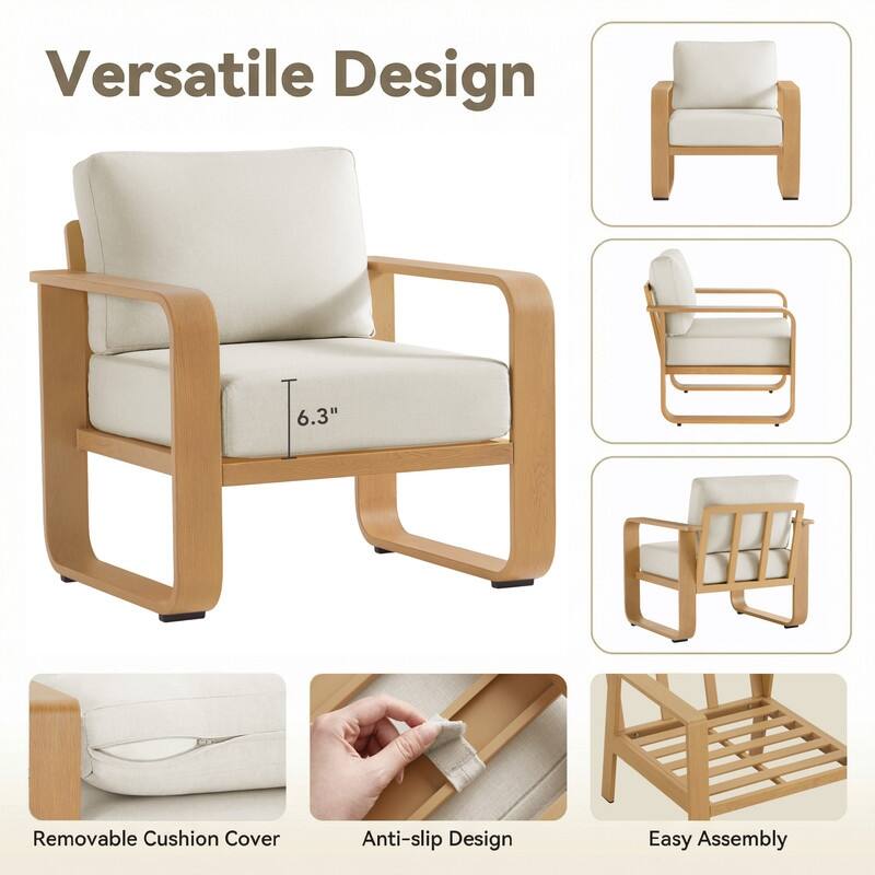 Spruce & Spring Outdoor Patio Furniture Set Aluminum Sofa Accent Chair