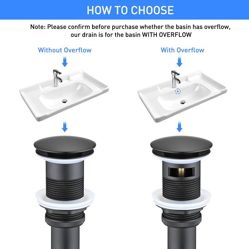 PROOX Pop Up Drain assembly with Overflow for Bathroom Sink Faucet - N/A