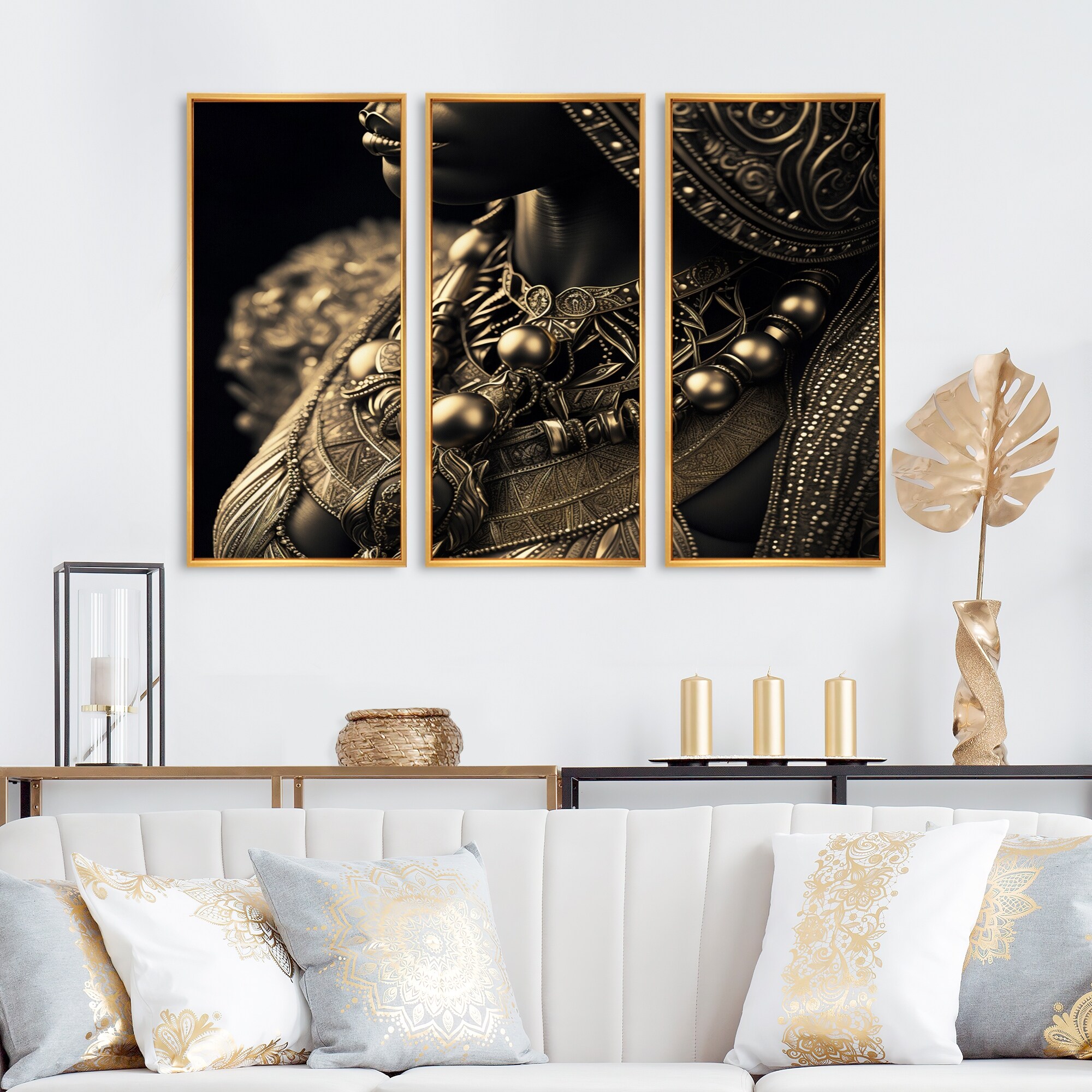 Kænguru Kirsebær sekvens Designart "Vintage Silver And Gold Boho Accessories V" Fashion Framed  Canvas Wall Art Print - 3 Panels - Bed Bath & Beyond - 37739598