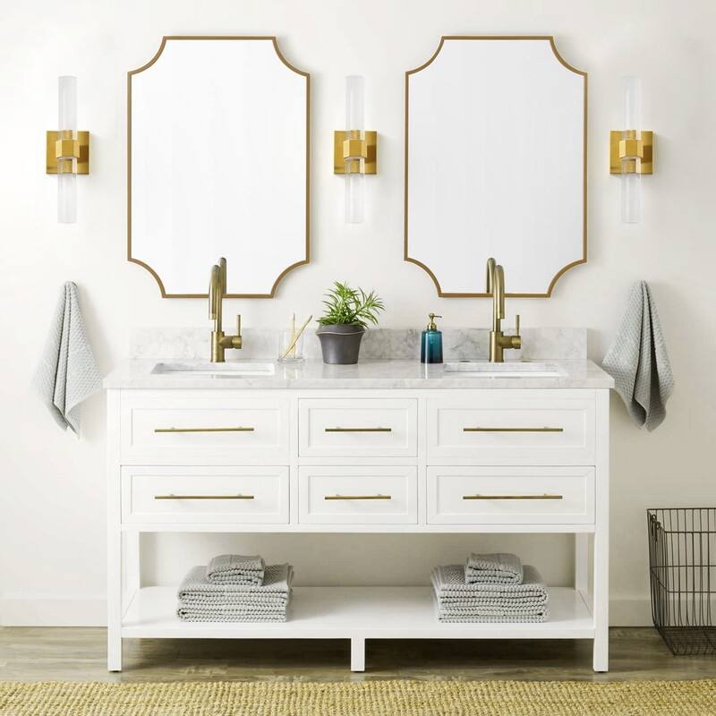 Modern LED Light Brass Crystal Wall Sconce for Hallway or Bathroom Vanity