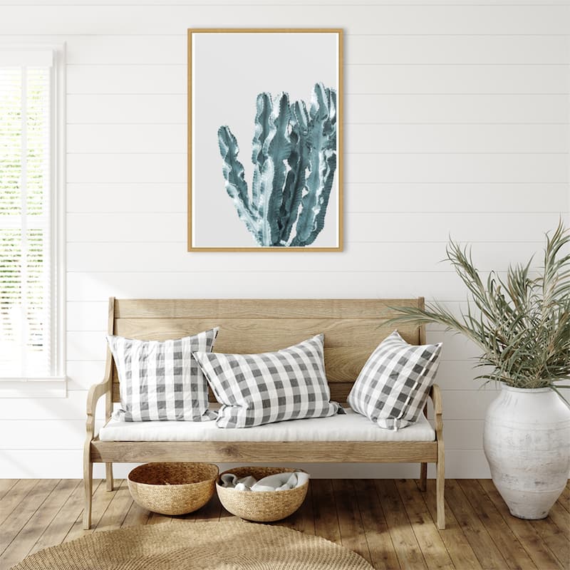Boho Cactus No 2 by THE MIUUS STUDIO Framed Canvas Wall Art Print - Sylvie Bright Gold