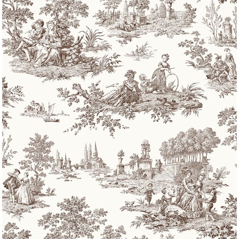 NextWall Chateau Toile Peel and Stick Wallpaper - 20.5 in. W x 18 ft. L - Sable Brown