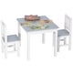 preview thumbnail 9 of 7, Kids 3 Piece Table and Chair Set Ideal for Arts, Meals, Lightweight Wooden Homework Activity Center, Toddlers Age 3+, Grey