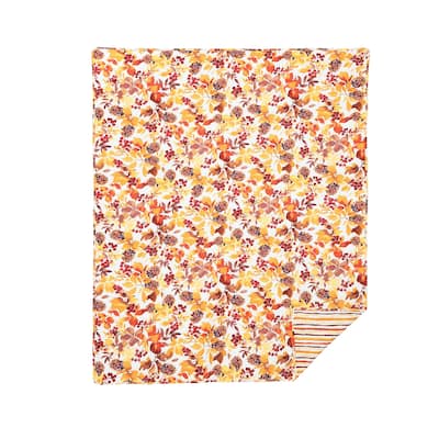 Cordelia Quilted Fall Leaves Watercolor Throw Blanket