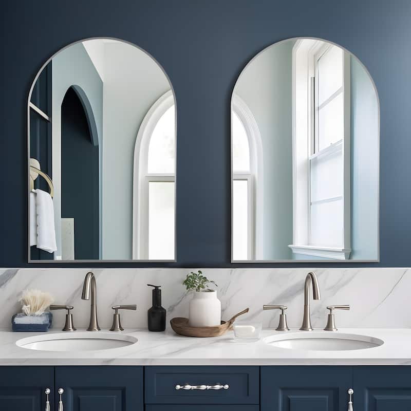 Modern Thin Frame Wall-mounted Vanity Mirror (Set Of 2） - 30*39