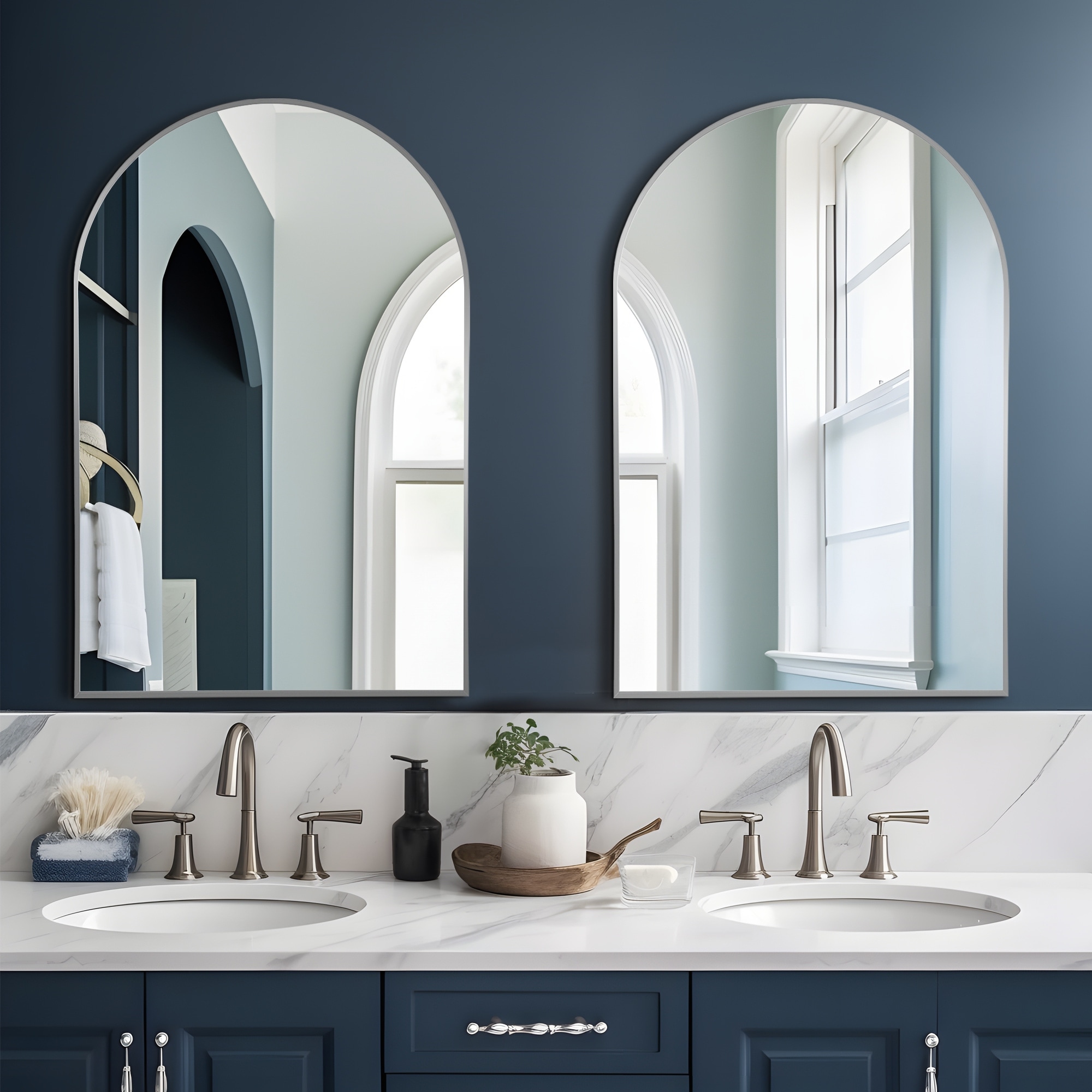 Modern Thin Frame Wall-mounted Vanity Mirror (Set Of 2） - 30*39