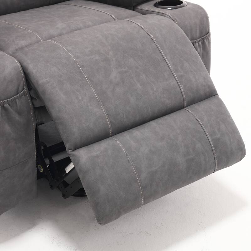 PU Leather Power Lift Recliner, Electric Recliner with Heating & Massage, Massage Chair with Side Pockets & Cup Holders