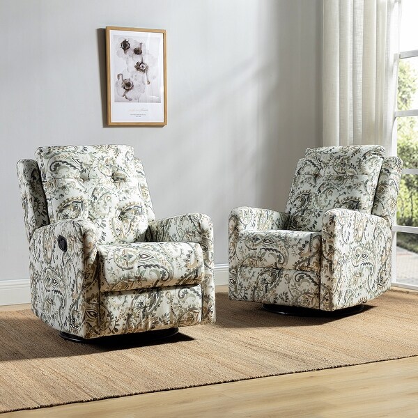 Arlette Manual Swivel Recliner with Tufted Back Set of 2