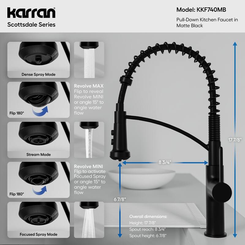 Karran Scottsdale Single Handle Commerical Pull-Down Sprayer Kitchen Faucet
