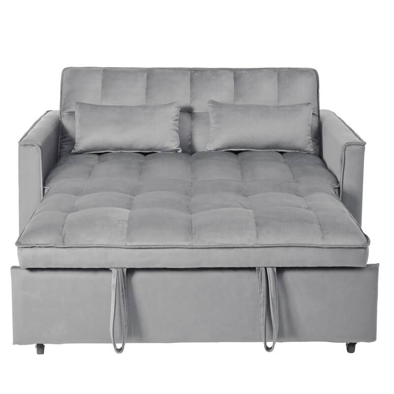 3-in-1 Convertible Pull Out Sofa Bed with Reclining Backrest & Pillows