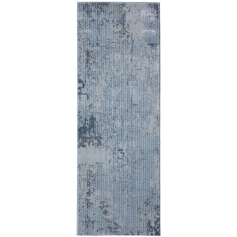 Grand Bazaar Maxin Machine Made Abstract Modern Area Rug - 2'6" x 7'3" - Blue/Black