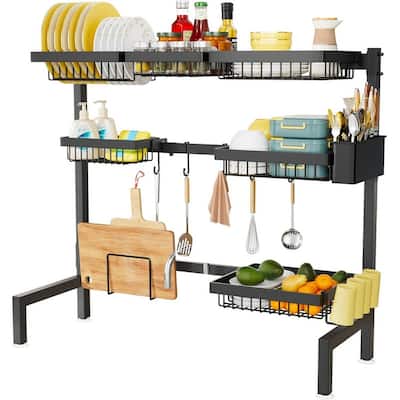 Large Stainless Steel Dish Drying Rack with Utensil Holder