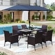 preview thumbnail 71 of 69, MAISON ARTS 7/8 Pieces Outdoor Patio Dining Set, 6 PE Rattan Chairs with Cushions and 1 Rectangle Metal Table