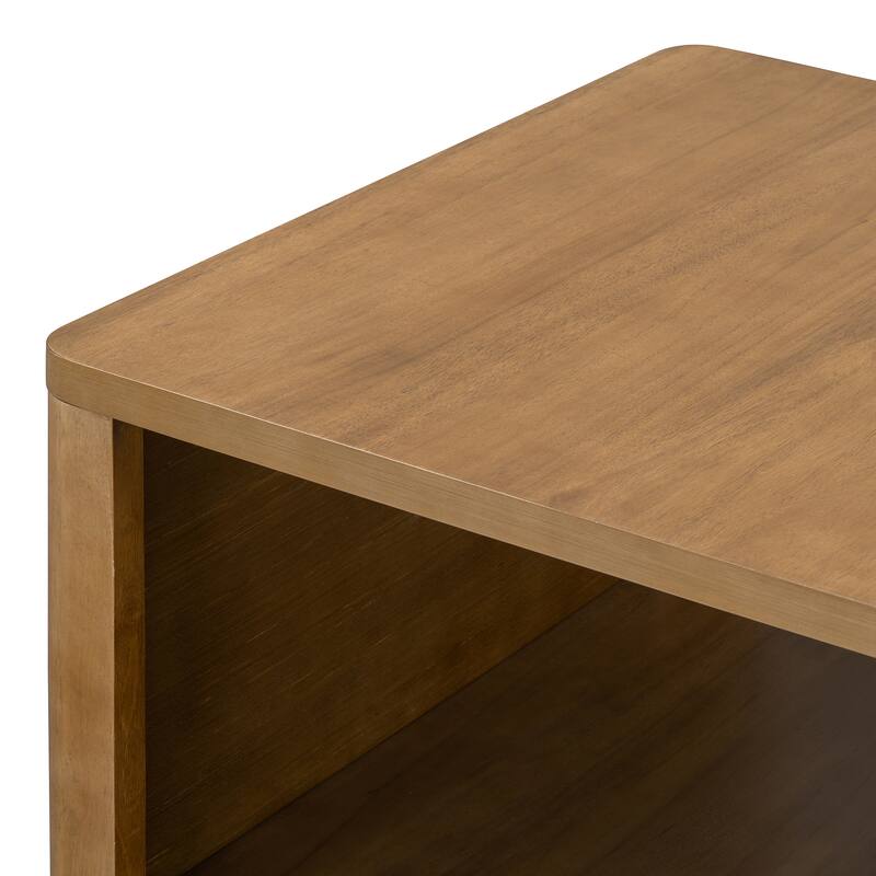 Roomfitters Modern Square Coffee Table with Open Storage Shelf, Wood Finish, 2-Tier Center Table 30.8"