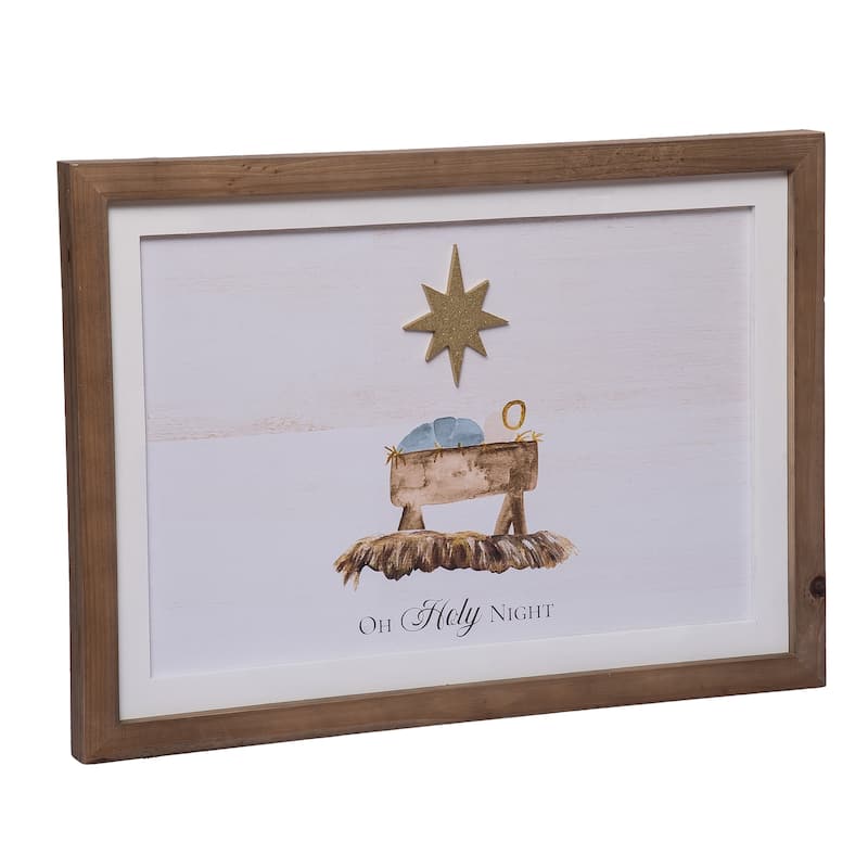 Transpac Wood 22 in. Multicolor Christmas Dimensional Manger Wall Art