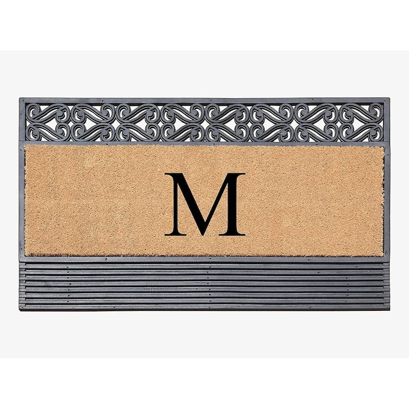 A1HC First Impression Rubber and Coir Rosewood 24" X 36", Heavy Duty Outdoor Monogrammed Doormat - Monogrammed M