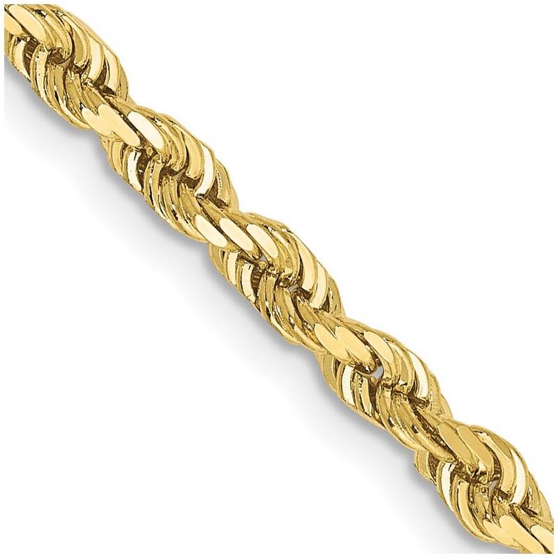 Curata 10k Yellow Gold Solid3.35mm Sparkle Cut Quadruple Rope Chain Bracelet
