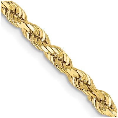Curata 10k Yellow Gold Solid3.35mm Sparkle Cut Quadruple Rope Chain Bracelet