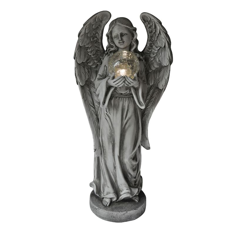 23" Resin Angel With Glass Ball