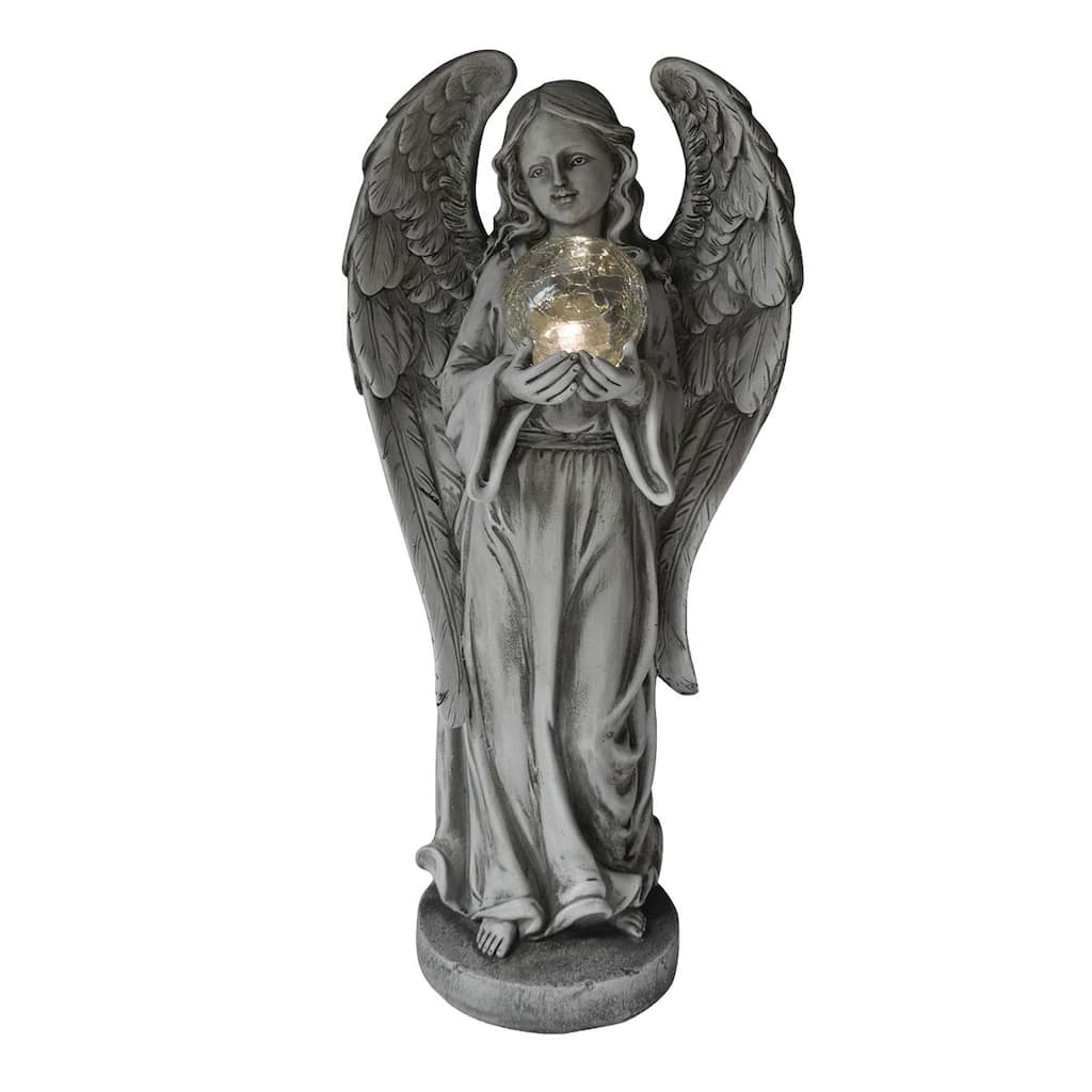 23" Resin Angel With Glass Ball