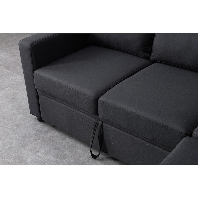 Sectional Sofa Bed, Black, Polyester, 82x82x35 inches - Space-saving, Durable & Easy Install