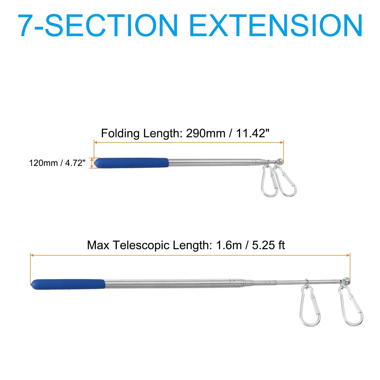 Telescopic Handheld Flagpoles, Stainless Steel Extendable Guide Flag Pole with Clips for Tour Guides Teacher Pointer