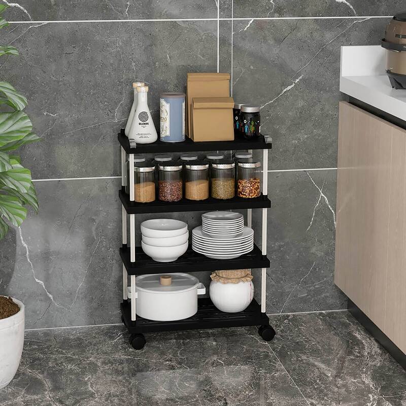 Gymax 4-Tier Slim Storage Cart Kitchen Organizer Utility Cart