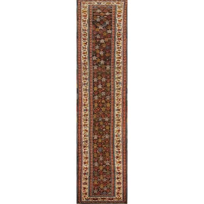 Hand Knotted Oriental 100% Wool Carpet Traditional Floral Brown Bakhtiari Runner Rug - 15' 11'' X 3' 0''