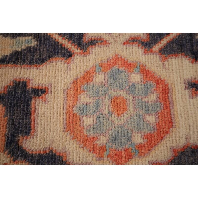 Vegetable Dye Heriz Oriental Area Rug Hand-Knotted Floral Wool Carpet - 8'9" x 12'5"