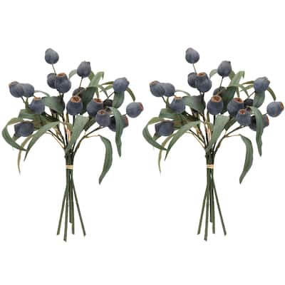 Set of 2 Decorative Faux Pod Leaf Bundle Indoor-Only Greenery Stems for Rustic or Modern Arrangements - 9 x 4 x 14" (L x W x H)