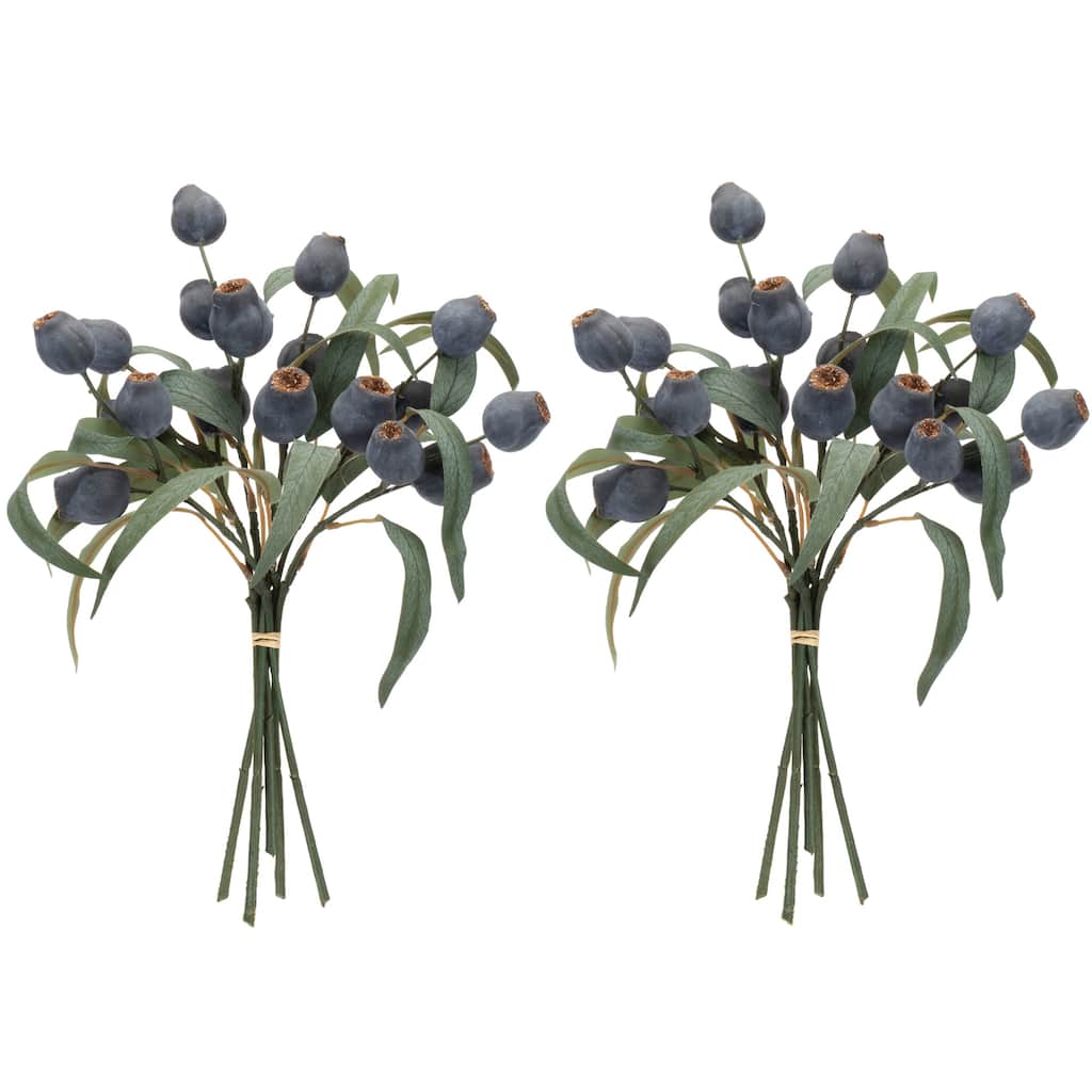 Set of 2 Decorative Faux Pod Leaf Bundle Indoor-Only Greenery Stems for Rustic or Modern Arrangements - 9 x 4 x 14" (L x W x H)