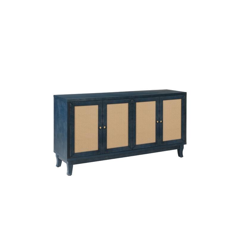 Accent Storage Cabinet, Boho Rattan Sideboard Buffet with 4 Adjustable Shelves, Console Table for Hallway, Living Room, Bedroom