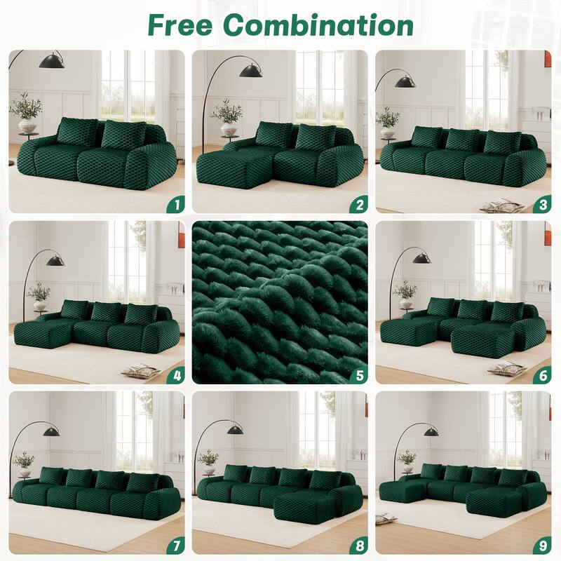 Roomfitters 82" Modular L-Shape Flannelette Sectional, No Assembly Boneless Cloud Sofa