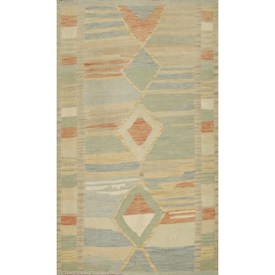 Hand Woven Oriental 100% Wool Carpet Southwestern Tribal Multi-Colored Kilim Area Rug - 4' 8'' X 3' 3''