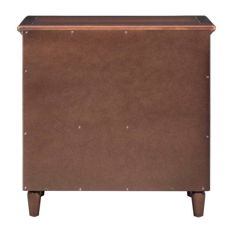 28'' Wide 3-Drawer Modern Nightstand with Metal Handles, Fully Assembled MDF Bedside Cabinet with Rubber Wood Legs for Bedroom