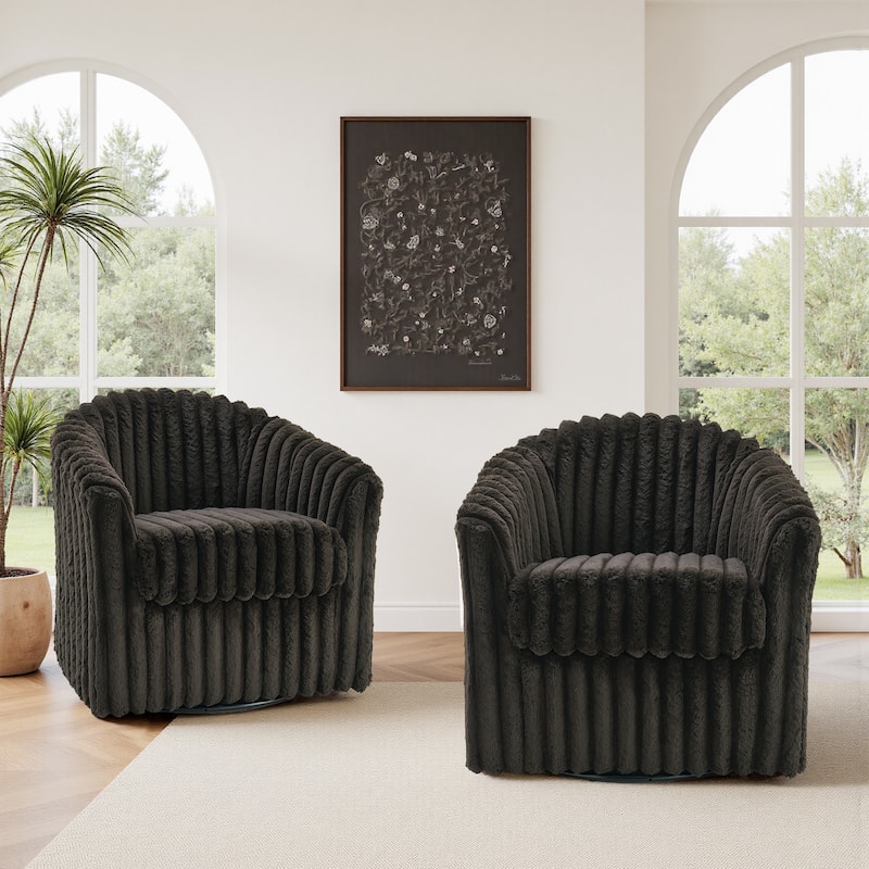 Modern Cotton Flannel Swivel Accent Chair Plush Barral Chair